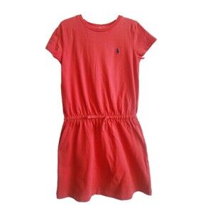 POLO RALPH LAUREN COTTON JERSEY Logo TEE DRESS AMALFI RED SIZE S (7)